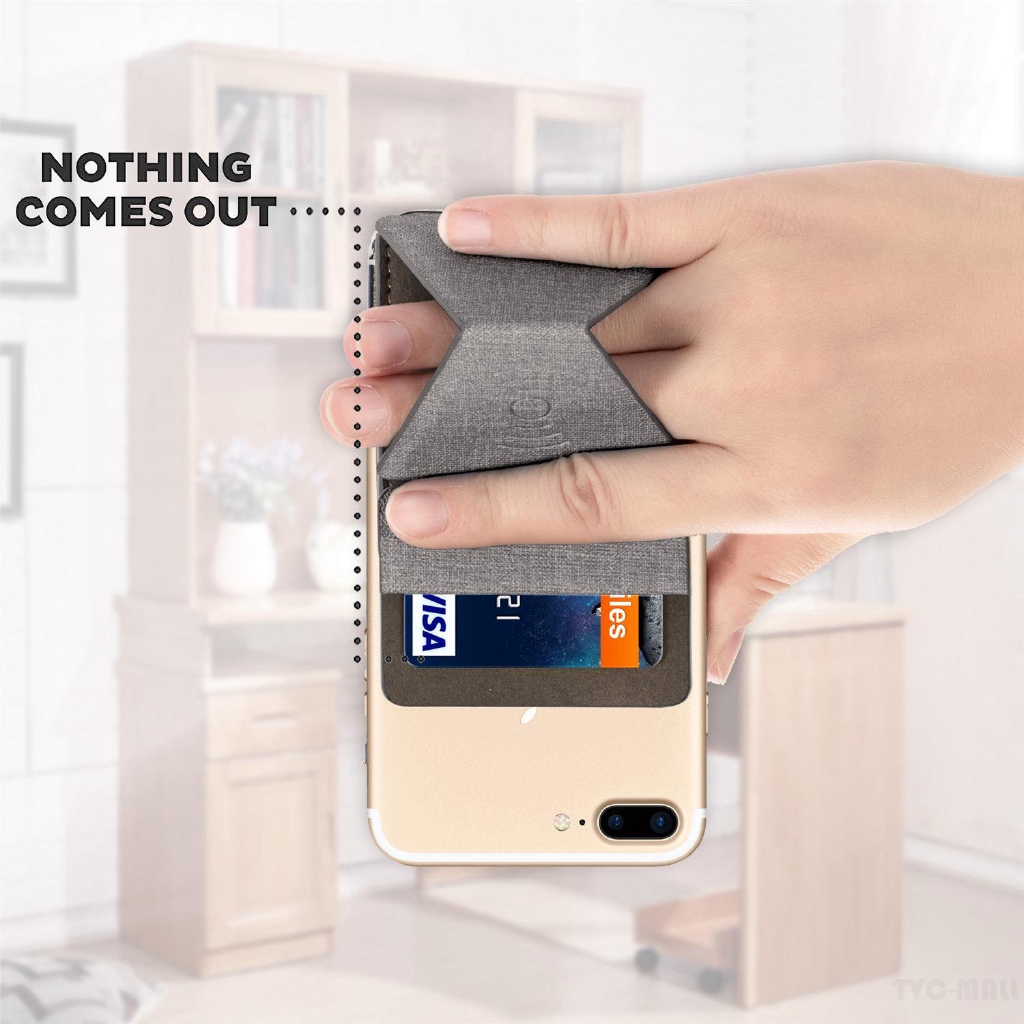Ngăn đựng thẻ tự dính kèm chân đế có thể gập lại tiện dụng cho điện thoại | BigBuy360 - bigbuy360.vn