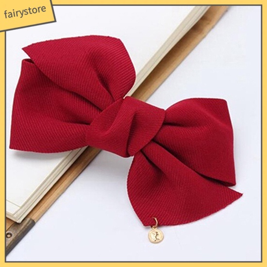Kẹp Tóc Hình Nơ Vải Trơn Màu Đơn Giản Thanh Lịch Dành Cho Nữ