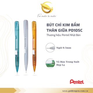Bút Chì Kim Pentel Bấm Thân Giữa PD105T/ PD107T | Ngòi 0.5/0.7mm | Vỏ trong suốt | Nút Bấm Tiện Lợi | An Toàn Sức Khỏe |