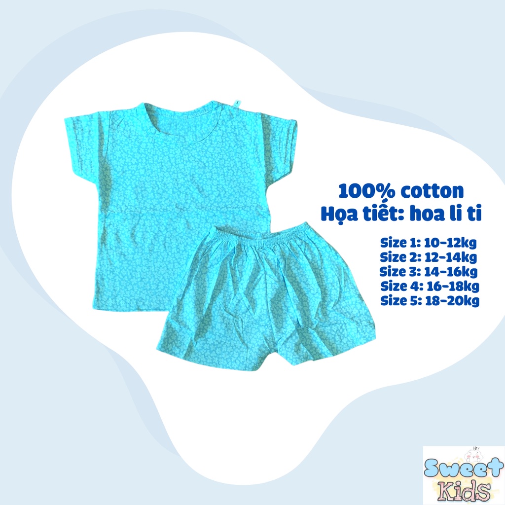 Bộ ngắn tay cotton mặc nhà cho bé 10-20kg