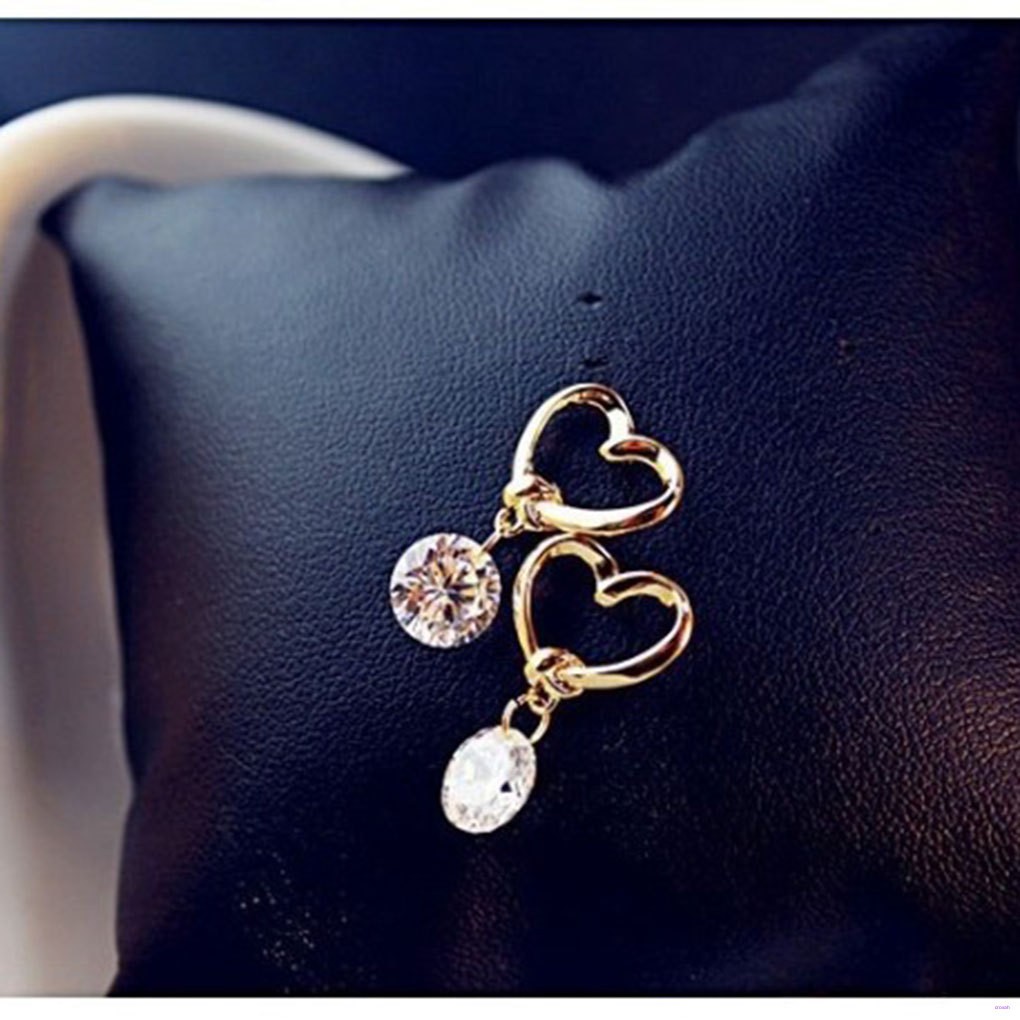 1 Đôi Bông Tai Hợp Kim Hình Trái Tim Đính Đá Lấp Lánh