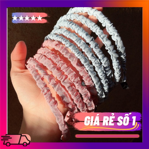 Cài nhún vải thô 2 màu xanh hồng