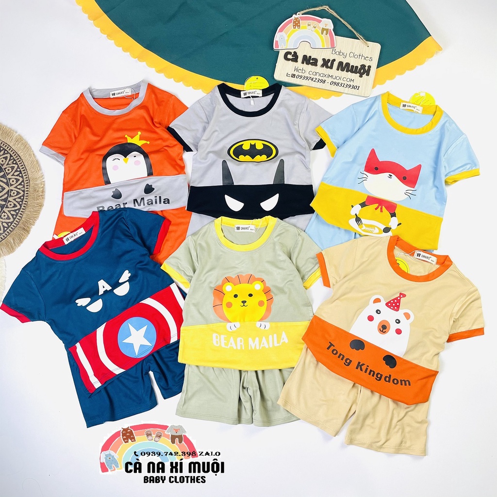 Size(9-32Kg)FREE SHIPBộ Thun Lạnh Dể Thương Cho Bé Gái Bé Trai, Đủ Màu