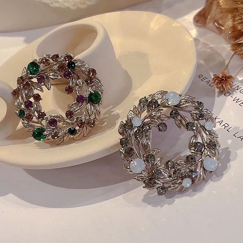 Trâm Cài Áo Hình Hoa Đính Đá Sang Trọng Phong Cách Vintage