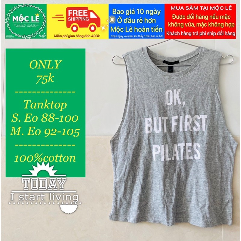 Áo thun Tanktop unisex nam nữ F21 vnxk mỏng mát xám chữ