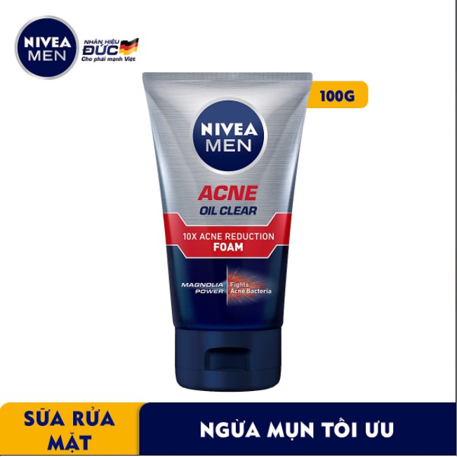 Sữa Rửa Mặt Nivea Men Acne Oil Clear 100g - Giảm Nhờn Mụn
