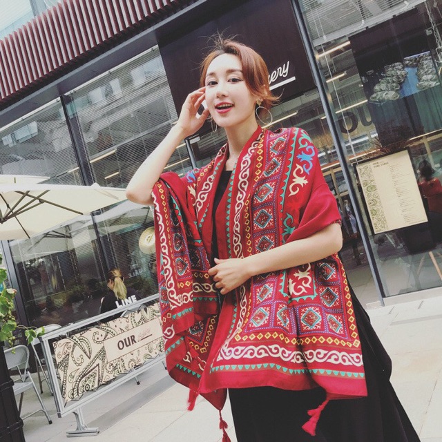 Khăn choàng đi biển thổ cẩm boho S31805