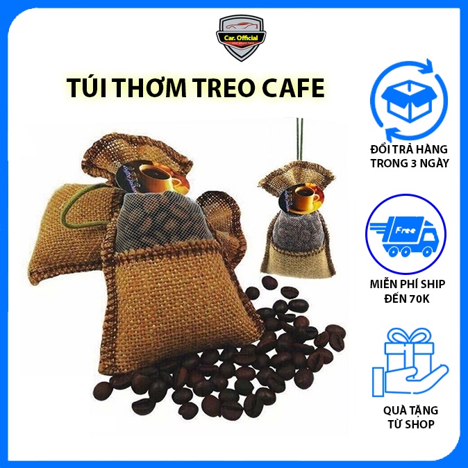 Túi Thơm Treo Xe Túi Thơm Phòng, Để Tủ Quần Áo - Hạt Cafe Nguyên Chất Tặng Kèm Tinh Dầu Cafe