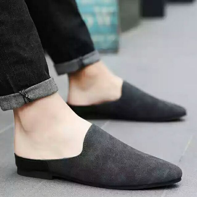 Giầy sục nam hai loại da bóng & da lộn