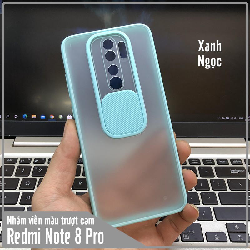 Ốp lưng Xiaomi Redmi Note 8 Pro nhám viền màu trượt camera
