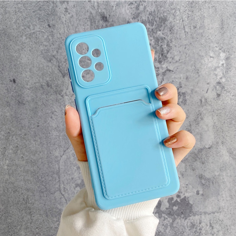 Ốp Điện Thoại Silicone Chống Sốc Kèm Ngăn Đựng Thẻ Cho Samsung A13 A73 A53 A72 A32 A52 A22 S22