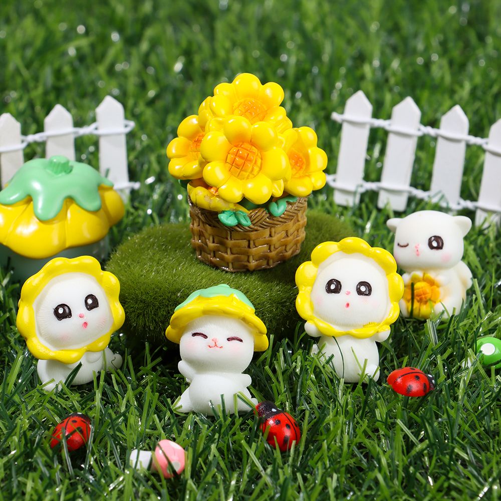 Đồ trang trí Mèo Và Hoa Hướng Dương Mini Dễ Thương Dùng Trang Trí Tiểu Cảnh/ Sân Vườn