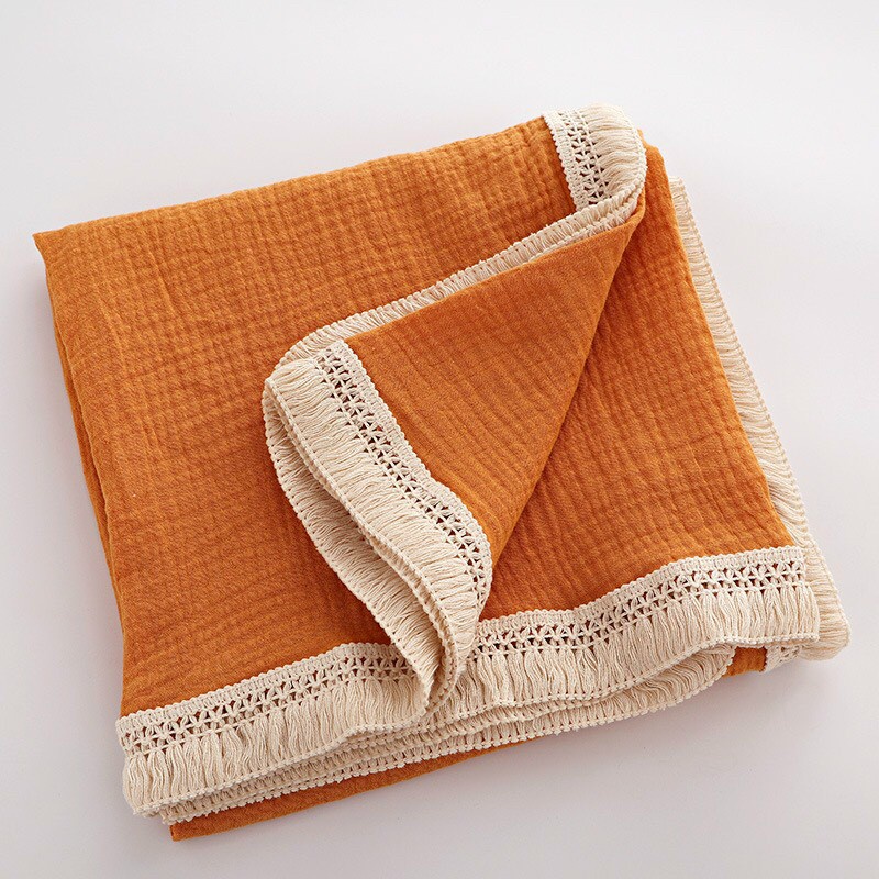 Chăn Hè Cho Bé - Chăn Đũi Xô Muslim Viền Ren Siêu Mềm, Siêu Đẹp Cho Bé (1m2x1m2)