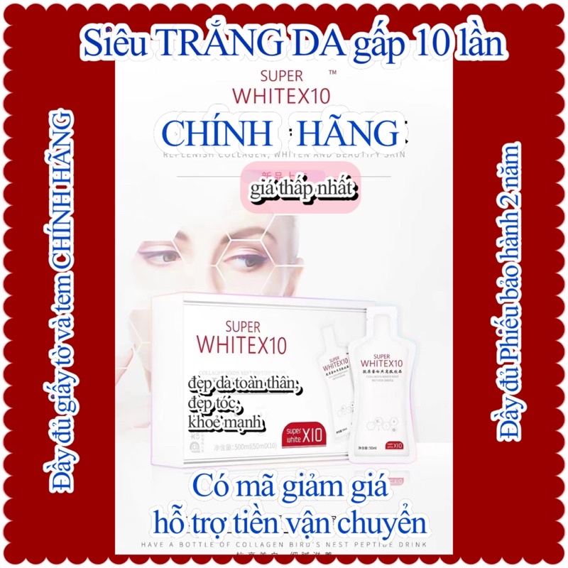 NƯỚC UỐNG TRẮNG DA TOÀN THÂN WHITE x 10, đẹp da đẹp tóc, Collagen, yến tươi, vitamin C hoa quả