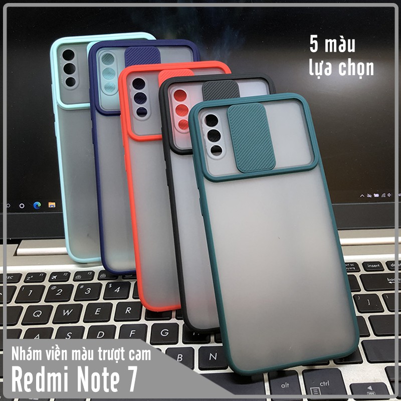 Ốp lưng Xiaomi Redmi Note 7 - Note 7 Pro nhám viền màu trượt camera