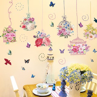 Decal dán tường giỏ hoa treo tường