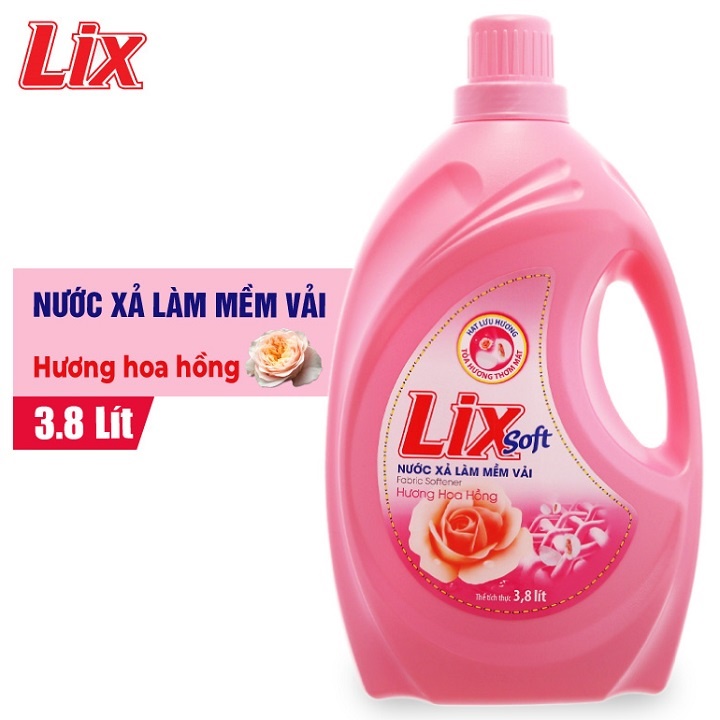 Nước xả vải Lix Soft hương hoa hồng 3.6lít (LSH38)