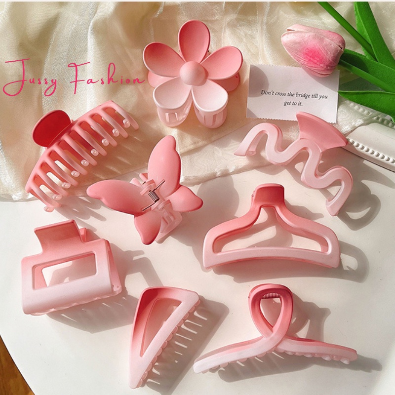 Set 5 Kẹp Tóc Càng Cua Màu Hồng Dễ Thương Jussy Fashion Kiểu Kẹp Tóc Hàn Quốc Nhiều Mẩu Đẹp Đựng Túi Zip