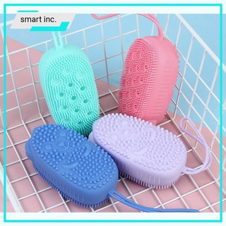 Bông Tắm Bọt Biển Silicon 2 Mặt Lông Mềm Houseware Miếng Mút Tạo Bọt Tẩy Tế Bào Da Chết Kì Cọ Massage Chà Lưng