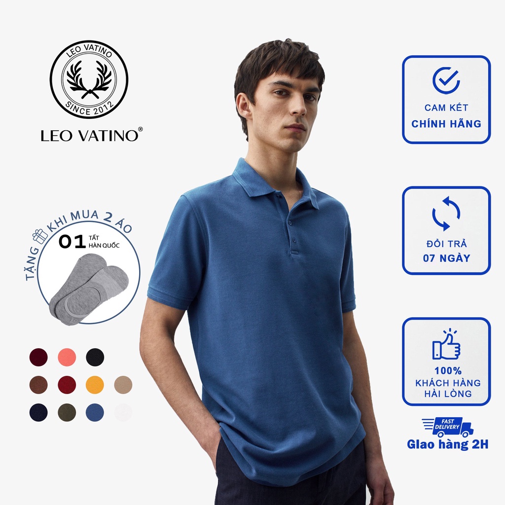 Áo polo nam Supima2 4 màu Cotton 100% Leo Vatino Phân phối độc quyền phối cổ áo thun nam tay ngắn cổ bẻ LIFE - Galvin