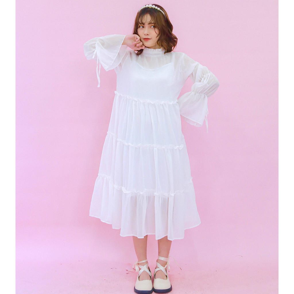 VÁY ĐI CHƠI/ĐI TIỆC/PROM - EMBROYDER DRESS - VÁY TAY DÀI ỐNG LOE | BigBuy360 - bigbuy360.vn