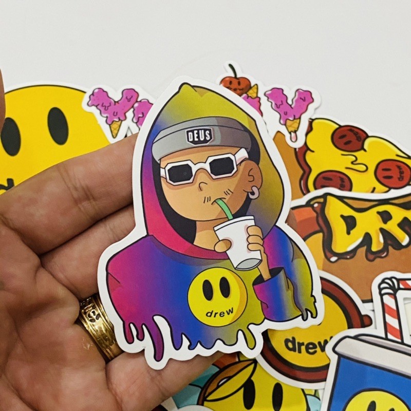 💖Set 50 cái💖 Sticker cute DREW HOUSE chất liệu pvc nhám cao cấp chống thấm dán vali, laptop, mũ bảo hiểm, điện thoại,...