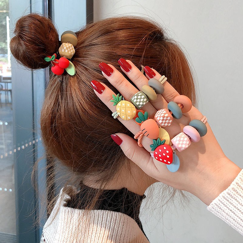 Cột tóc hàn quốc trái cây kèm 4 hạt màu Tiluca COT07