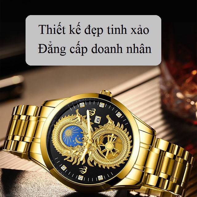 Đồng hồ nam chính hãng FNGEEN dây thép cao cấp không gỉ, Đồng hồ nam cơ chính hãng mặt rồng đẹp S999 - Aka Mart | BigBuy360 - bigbuy360.vn
