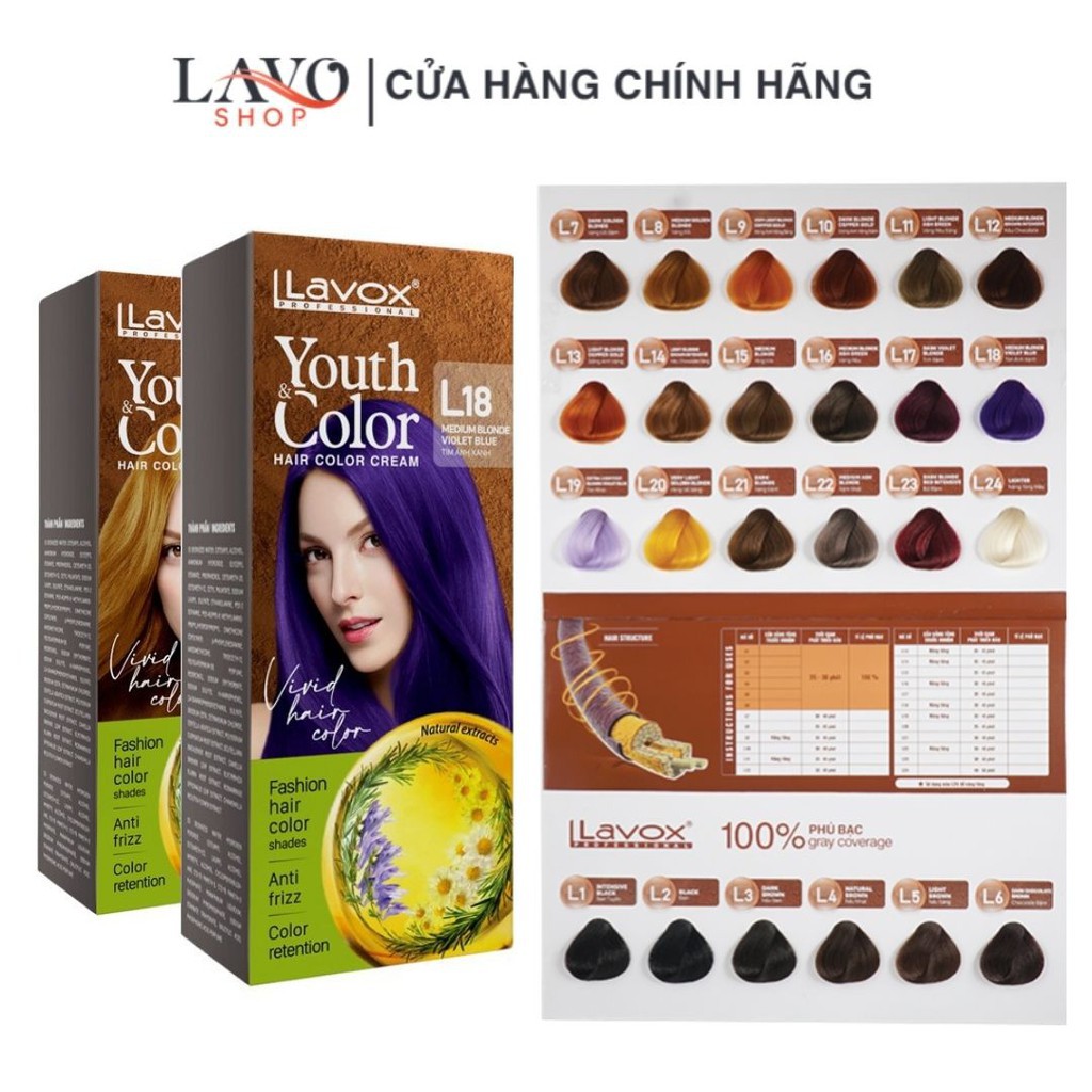 Kem nhuộm màu thời trang Youth color Lavox L22 Màu Xám Khói