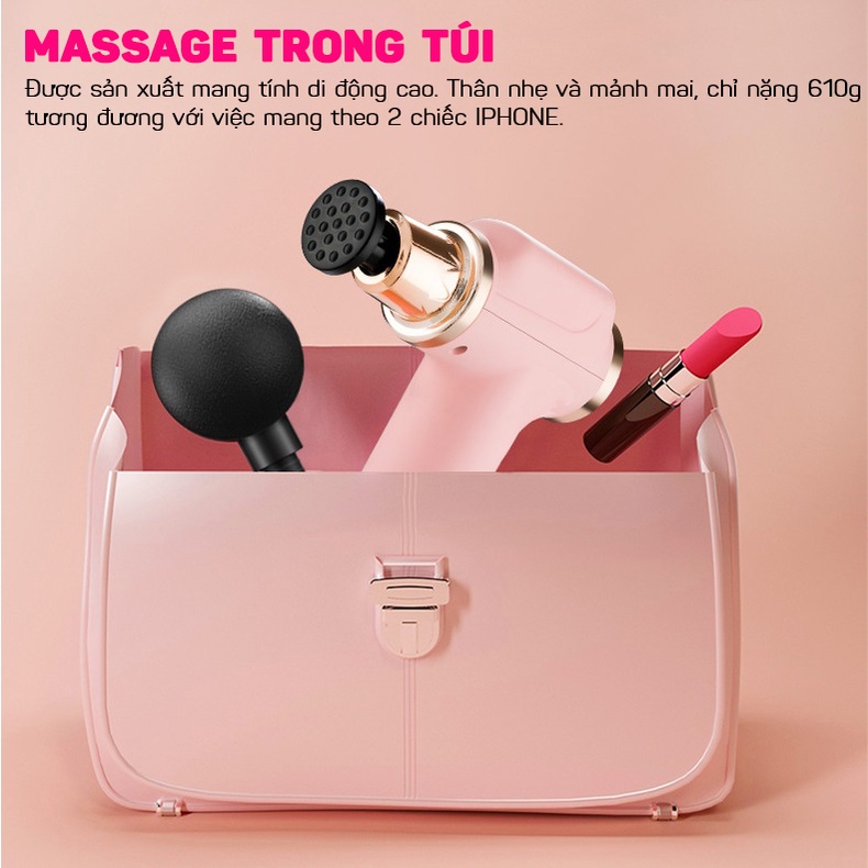 Máy Massage Cầm Tay 5 Đầu 20 Chế Độ Màn Hình LCD - Súng Massage Trị Liệu Đau Mỏi Vai Gáy