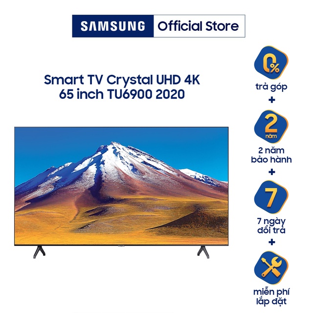 [Mã ELCE2TR giảm 6% đơn 200K] Smart Tivi Samsung Crystal UHD 4K 65 inch UA65TU6900KXXV - Model 2020 - Miễn phí lắp đặt