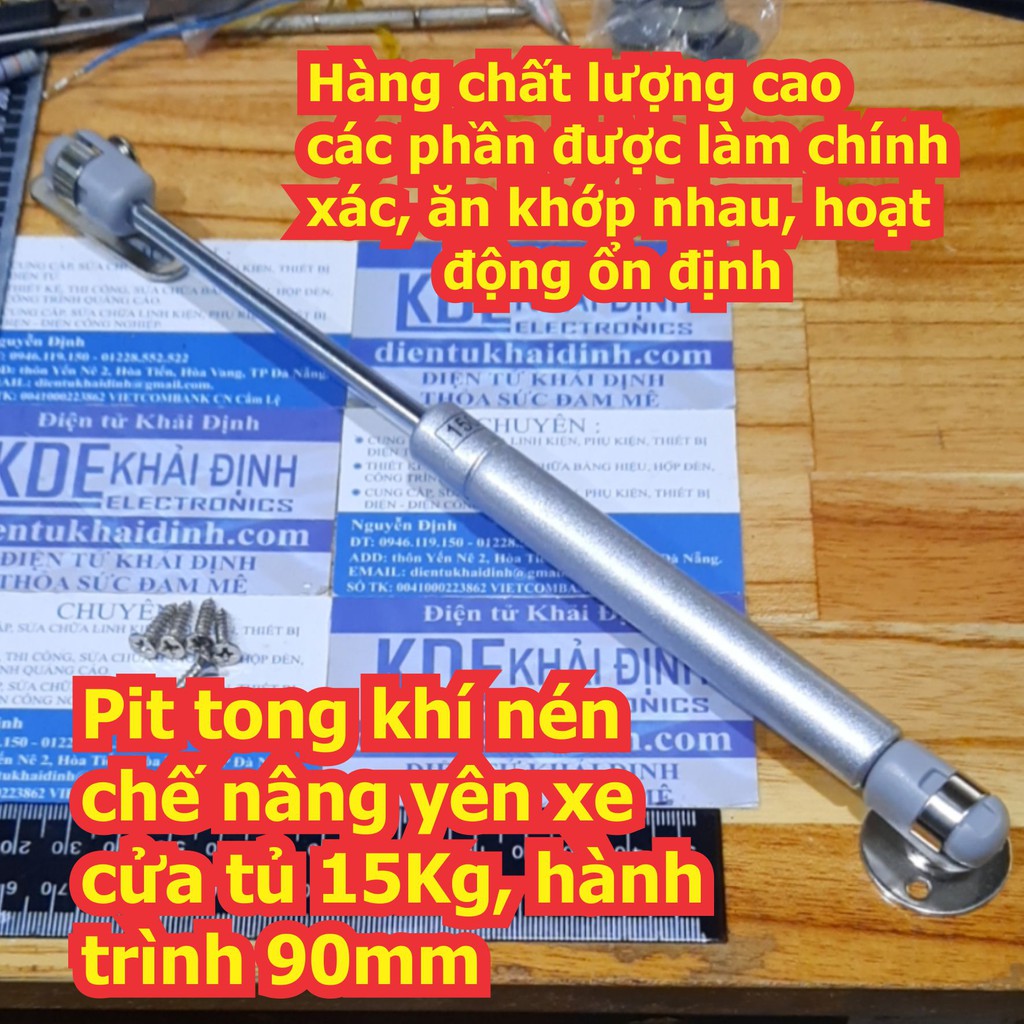 Cây trợ lực thanh Pit tong khí nén chế nâng yên xe cửa tủ 15Kg, hành trình 90mm kde6928