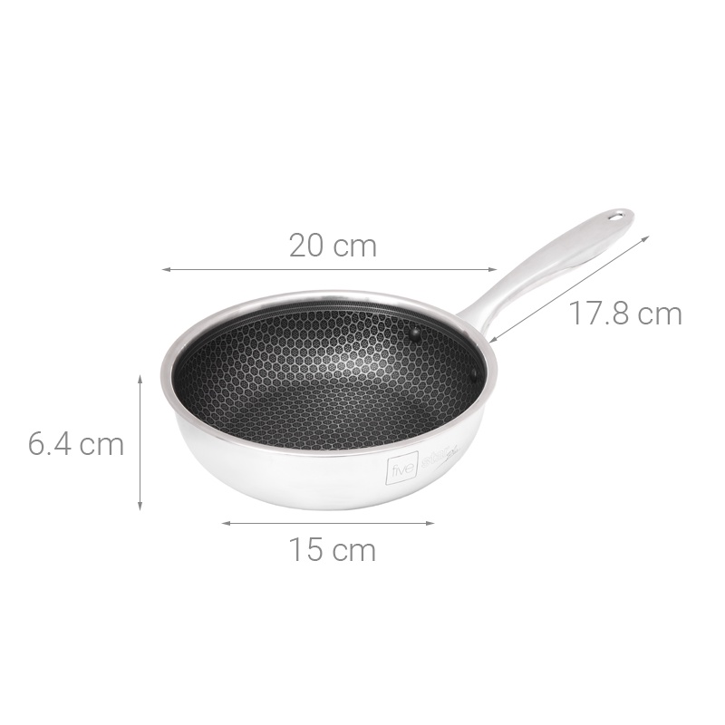 Chảo Chống Dính Sâu Lòng-Fivestar-Blackcube-26cm-Inox 304-dạng tổ ong-3 Lớp-Đáy Liền-siêu bền đẹp-chính hãng-BH 5 nam