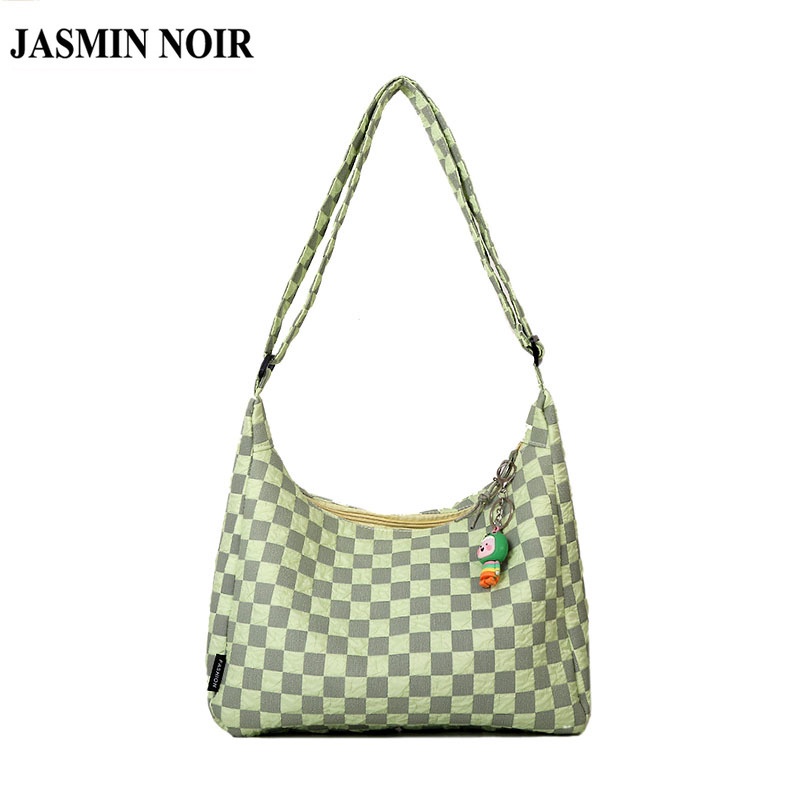 Túi xách đeo chéo JASMIN NOIR họa tiết sọc caro đơn giản thời trang cho nữ