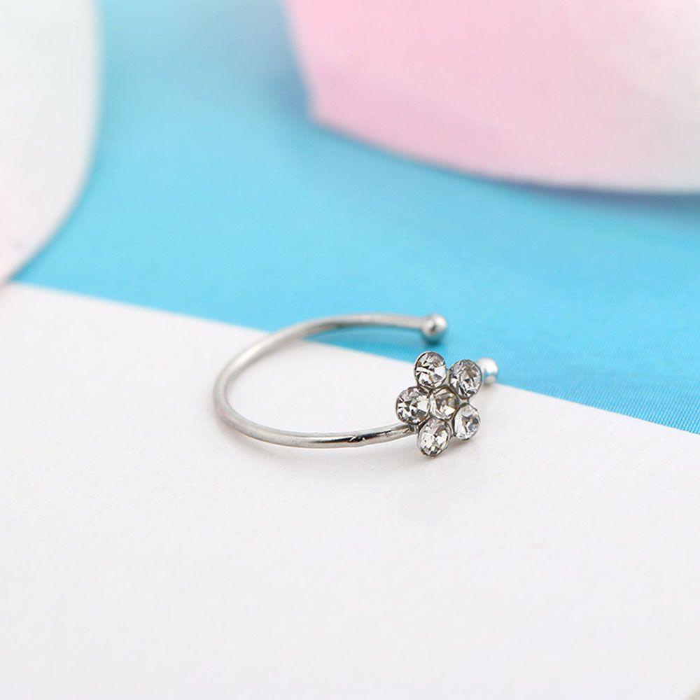 Khuyên Kẹp Mũi Bằng Thép Không Gỉ Phong Cách Ấn Độ|Nhẫn Đính Đá Nhân Tạo Thời Trang Dành Cho Nữ