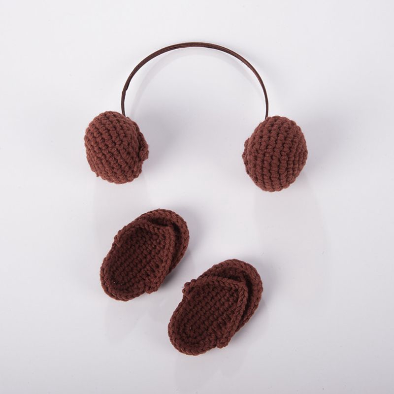 Bộ dép và tai nghe bằng len dệt mini dùng chụp ảnh dành cho bé sơ sinh