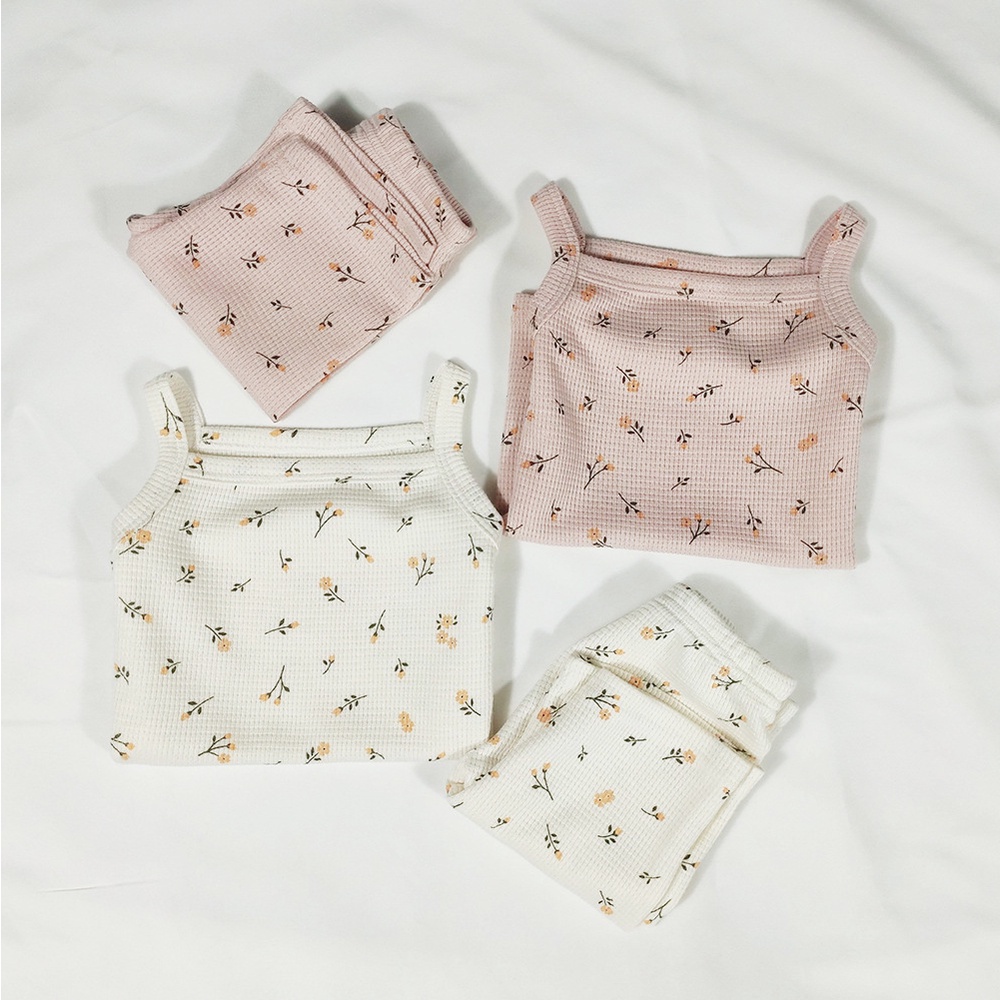 Bộ Đồ Ngủ Áo Hai Dây + Quần Short Bằng Cotton Thời Trang Mùa Hè Cho Bé