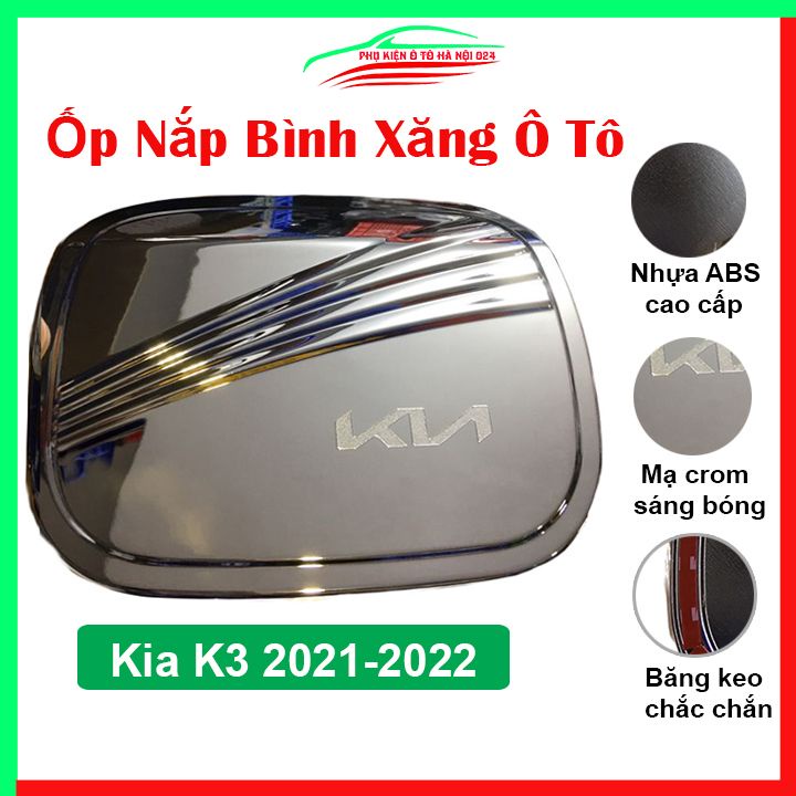 Ốp nắp bình xăng Kia K3 2021-2022 mạ crom bảo vệ chống trầy trang trí ô tô