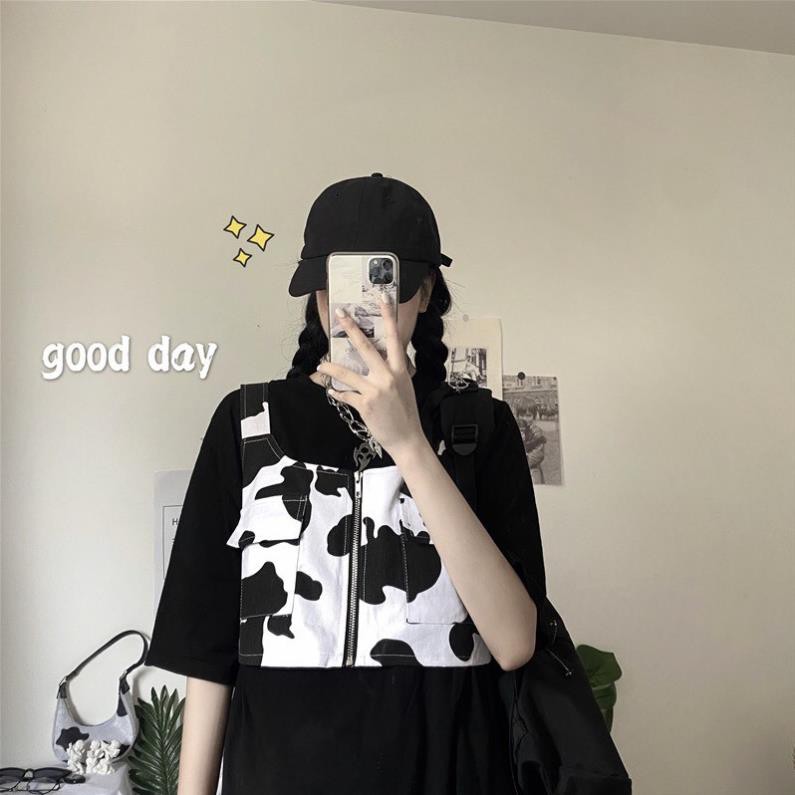 Áo Croptop Nữ Bò Sữa Kiểu Body GILE Kéo Khóa Unisex Siêu Chất Fullsize Ulzzang 💖 '