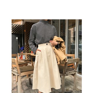 [ORDER] Có sẵn màu kem! Chân váy kaki chữ A dáng dài V031