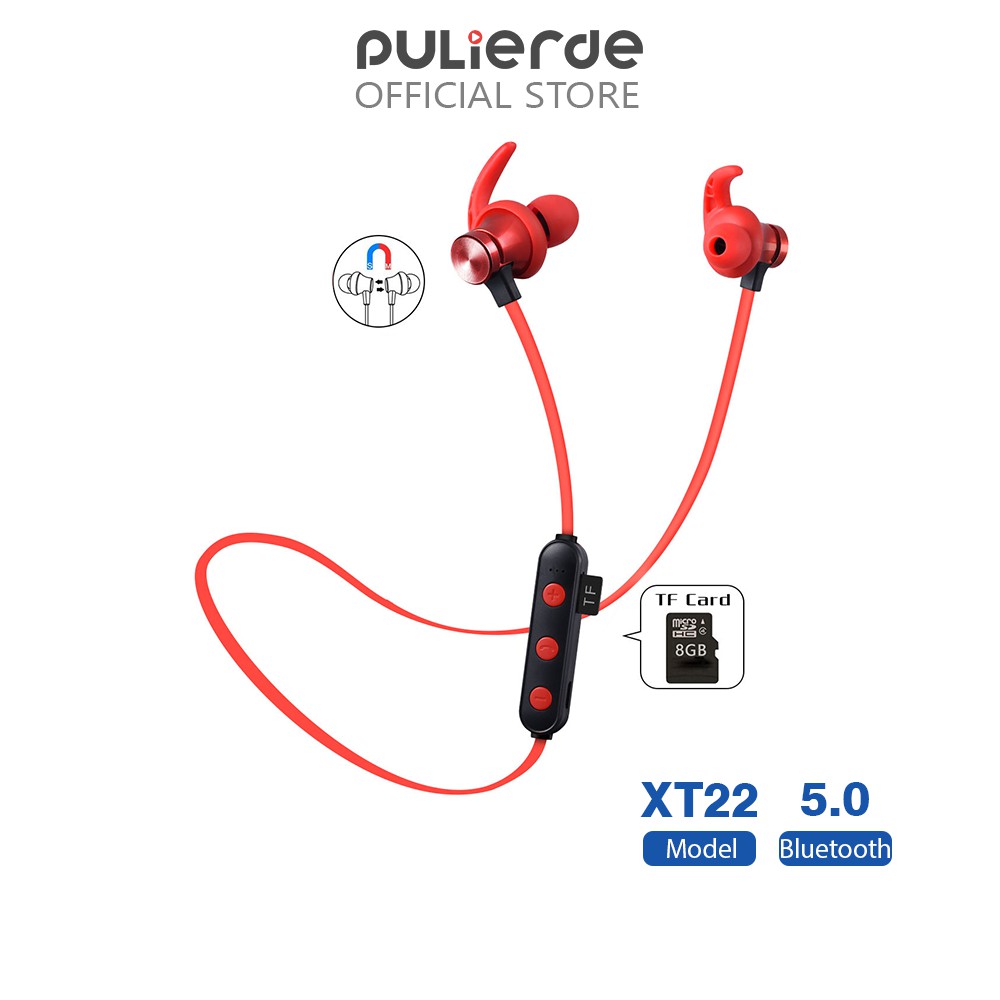 Tai nghe Pulierde XT22 bluetooth không dây thể thao có mic hỗ trợ thẻ nhớ TF tiện dụng