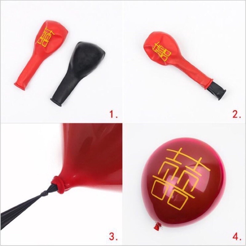 Bóng đỏ lựu chữ hỷ 2 lớp trang trí tiệc cưới, phòng cưới