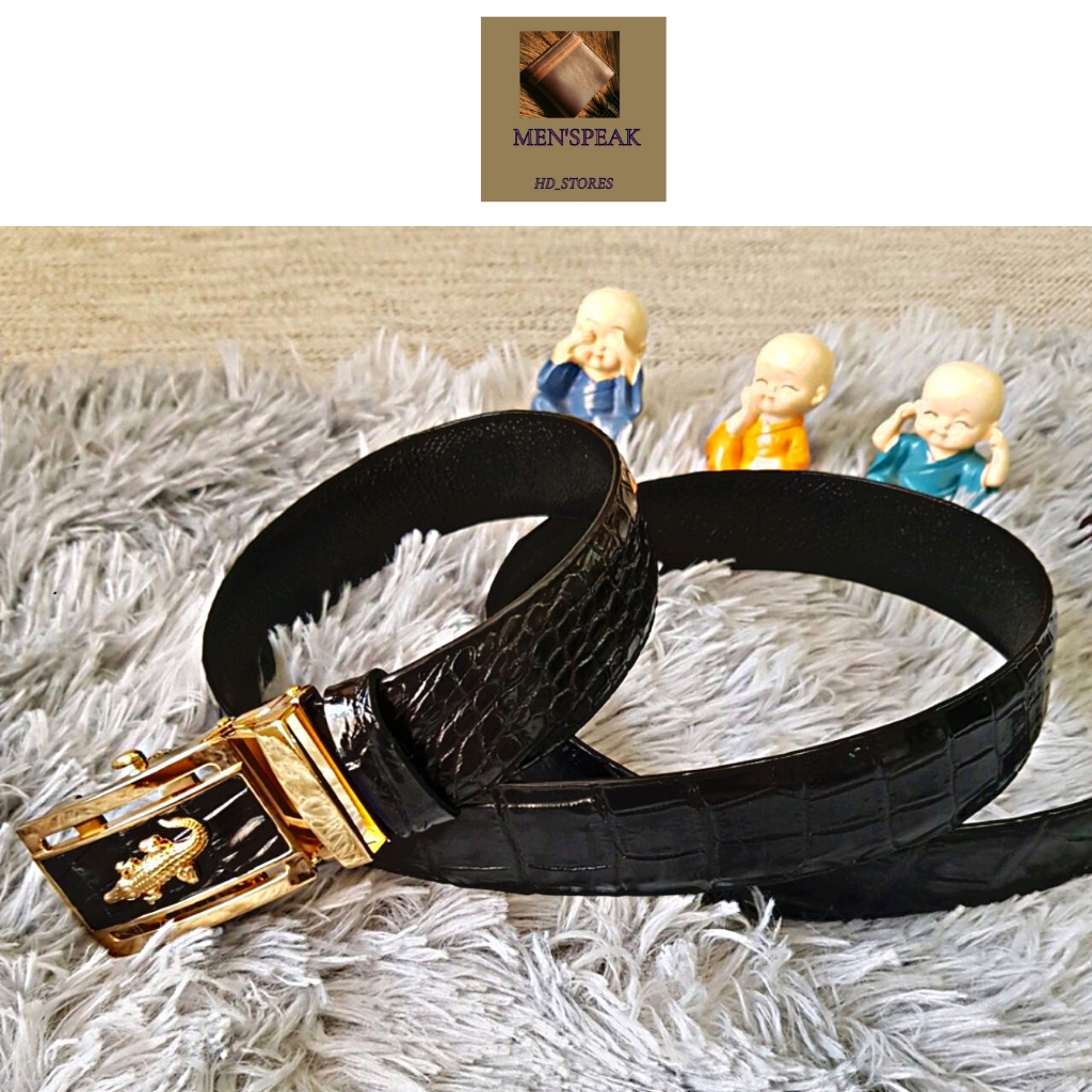 Dây nịt, thăt lưng da cá sấu da bụng liền nguyên con.