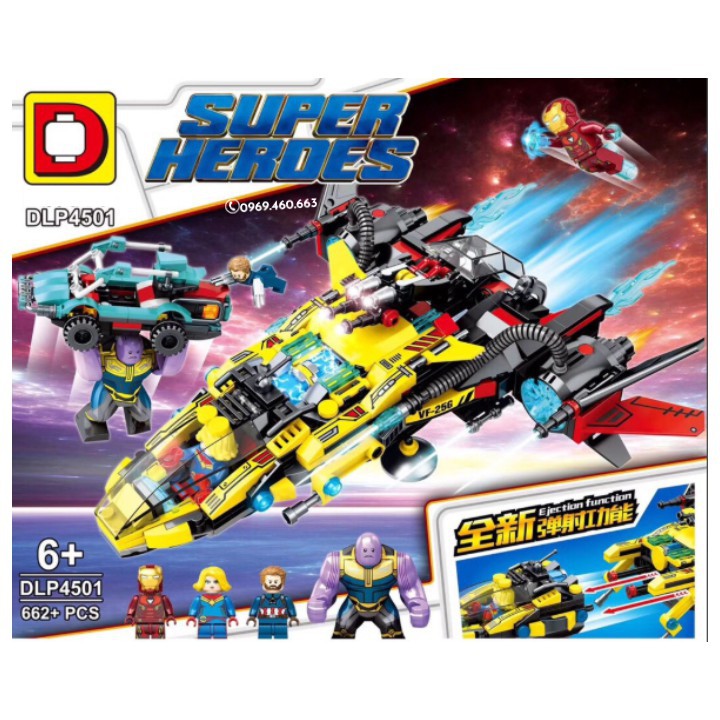 Đồ Chơi Lắp Ráp Lego Ninjago Siêu Nhân DLP4501 Xếp hình Siêu Phi Thuyền End Game Đại Chiến VS Thanos 662 khối. 