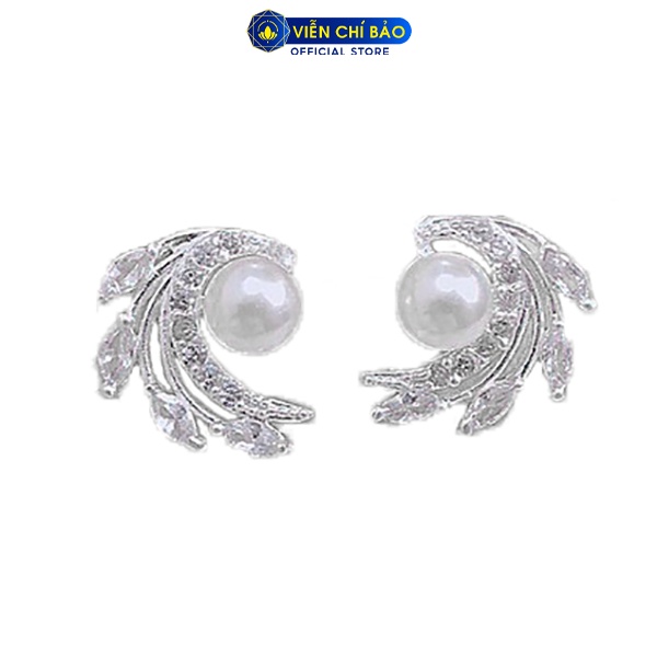 Bông tai bạc nữ trái châu bông nguyệt quế chất liệu bạc 925 thời trang phụ kiện trang sức nữ Viễn Chí Bảo B400010