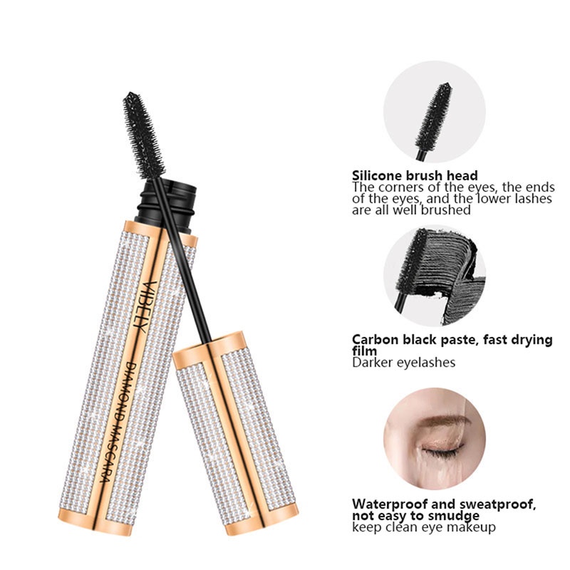 Mascara 4D Trang Điểm Chuyên Nghiệp Cho Hàng Mi Dày Dài Và Cong Với Vỏ Đính Kim Cương Lấp Lánh Chống Thấ