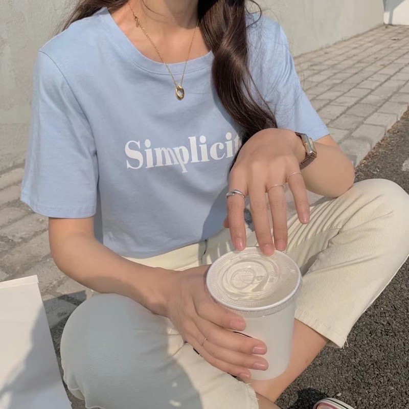 Áo Thun in chữ SIMPILICITE , Áo phông form rộng hàng quảng châu