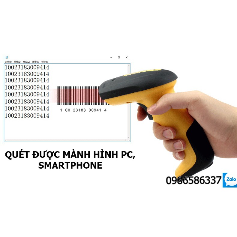 Máy quét công nghiệp mã vạch không dây cảm biến CCD quét được màn hình, pin siêu khỏe, bắt sóng cực xa, Chiteng CT950W