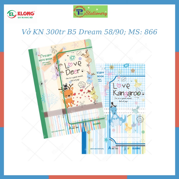 Vở kẻ ngang Klong khổ B5 Dream 72,80,120,200,300 trang ĐL 58/90; MS: 862,863,864,865,866