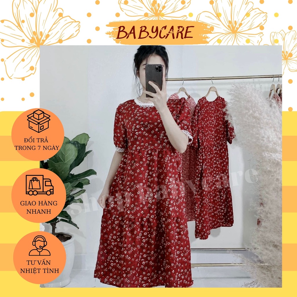 VÁY HOA NHÍ VIỀN REN CỘC TAY MÙA HÈ-ĐẦM BẦU DỰ TIỆC XINH XẮN